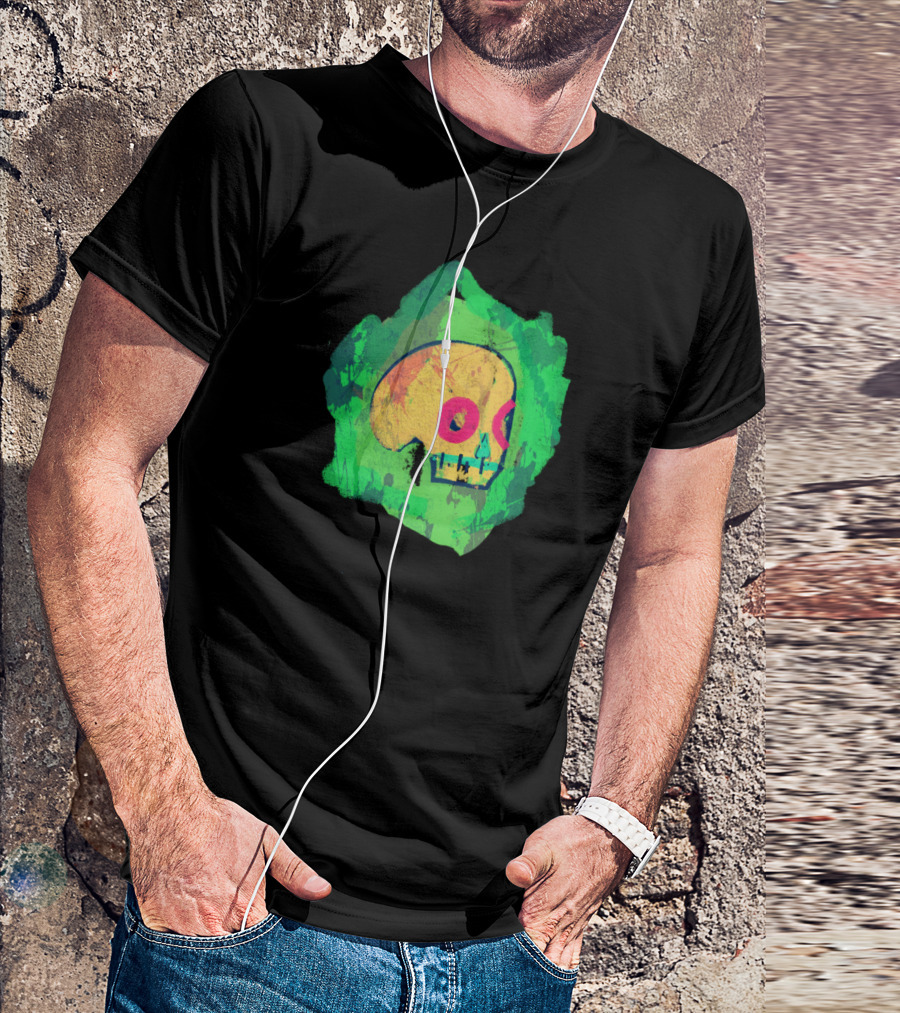 Colorful Abstract Green Background Picasso Skull T-Shirt