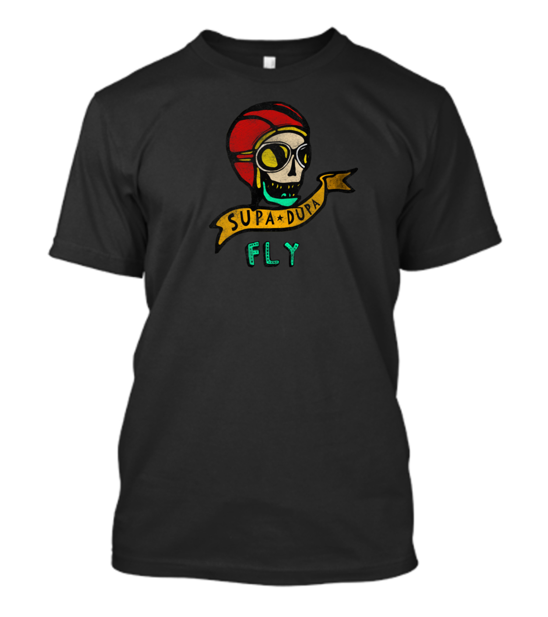 Supa Dupa Fly Skeleton With Aviator Goggles And Red Helmet T-Shirt