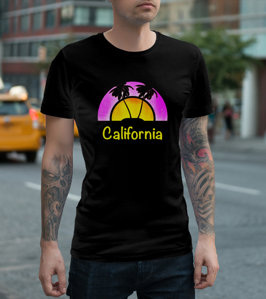 California Sunset Palm Trees Retro Vibe T-Shirt