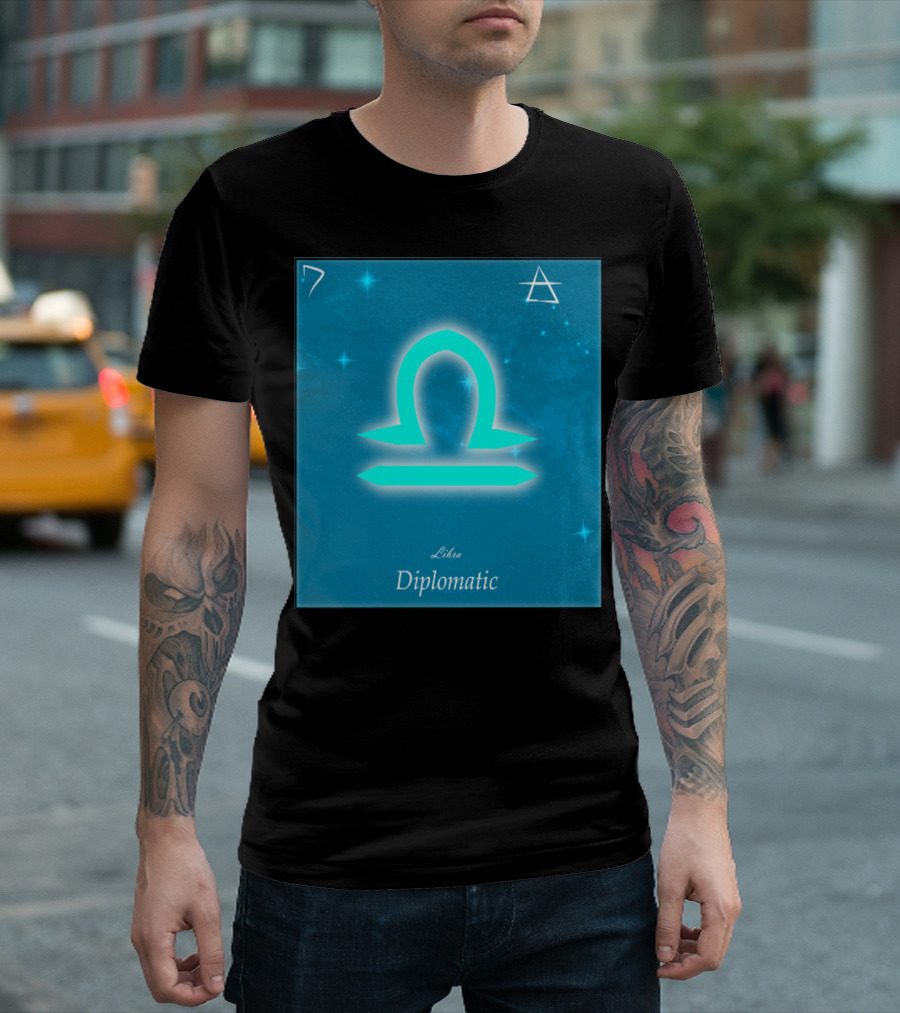 Libra Diplomatic Element Icon With Zodiac Scale Symbol And Constellation T-Shirt