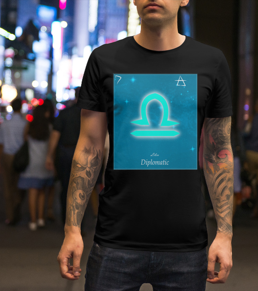 Libra Diplomatic Element Icon With Zodiac Scale Symbol And Constellation T-Shirt