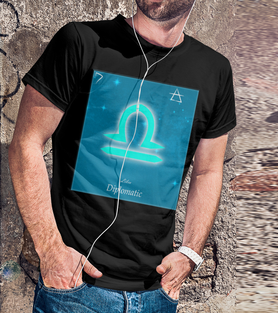 Libra Diplomatic Element Icon With Zodiac Scale Symbol And Constellation T-Shirt