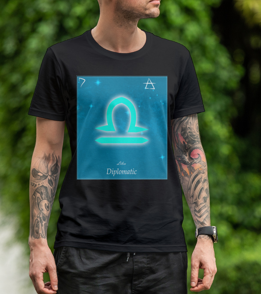 Libra Diplomatic Element Icon With Zodiac Scale Symbol And Constellation T-Shirt