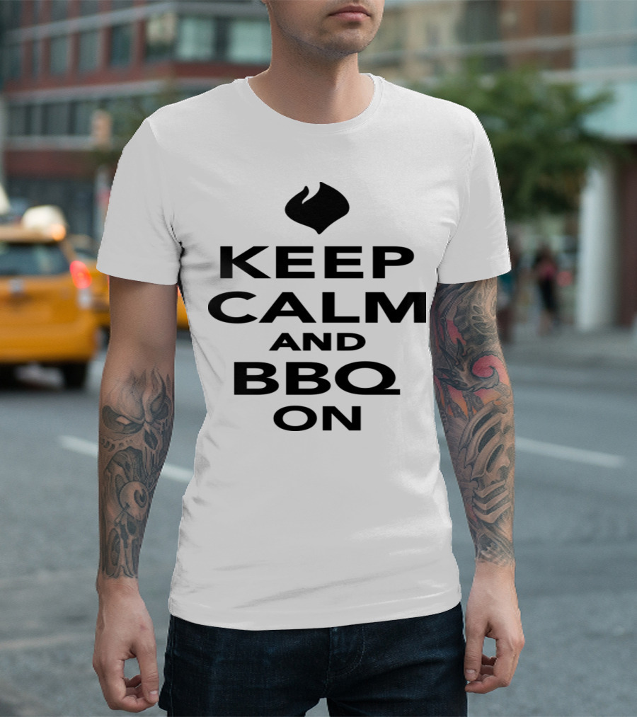 Keep Calm And BBQ On Fire Icon Flame T-Shirt