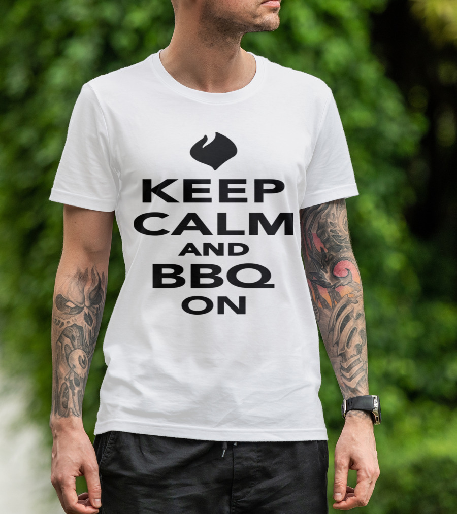 Keep Calm And BBQ On Fire Icon Flame T-Shirt