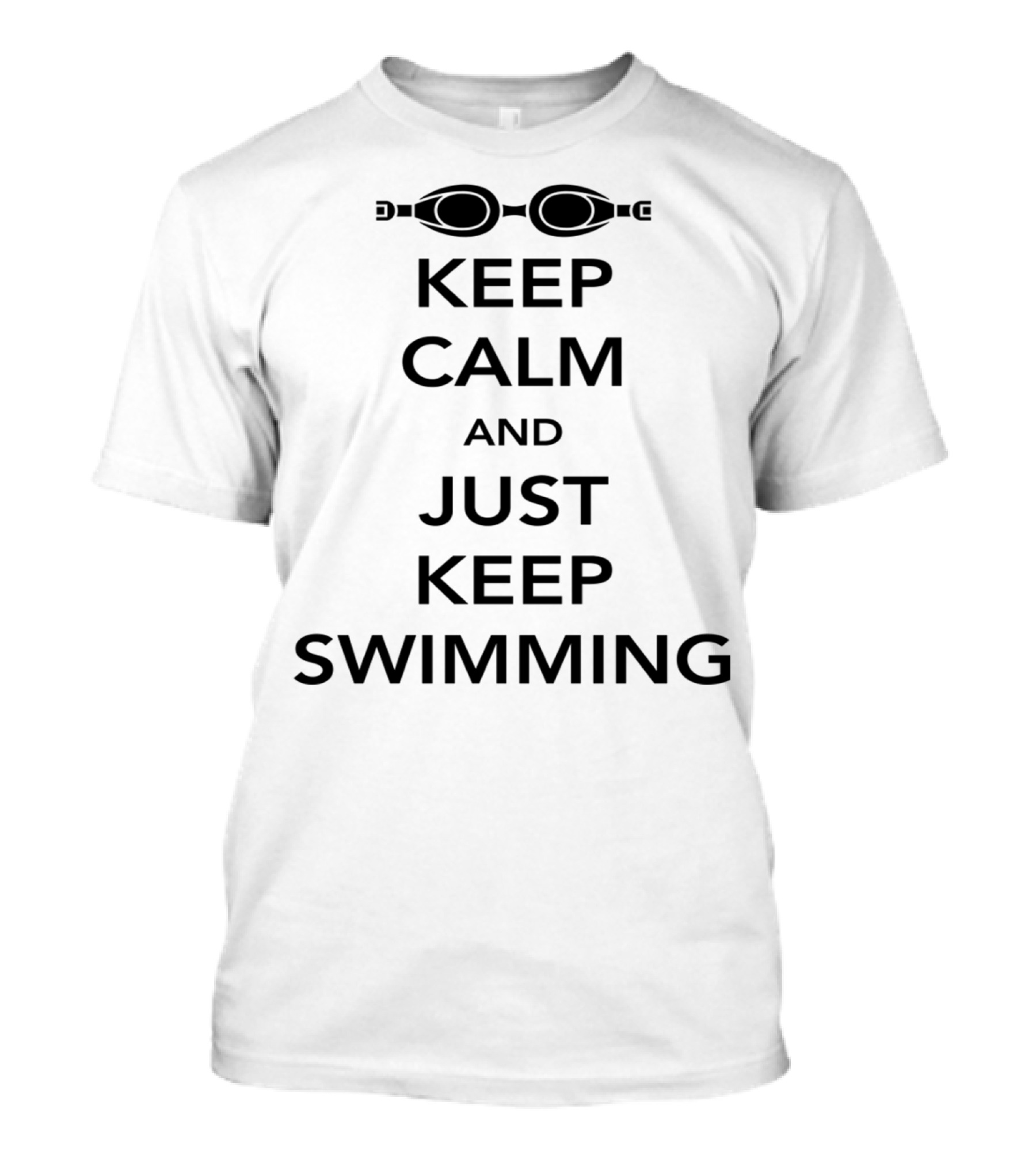 Keep Calm And Just Keep Swimming With Goggles Motif T-Shirt