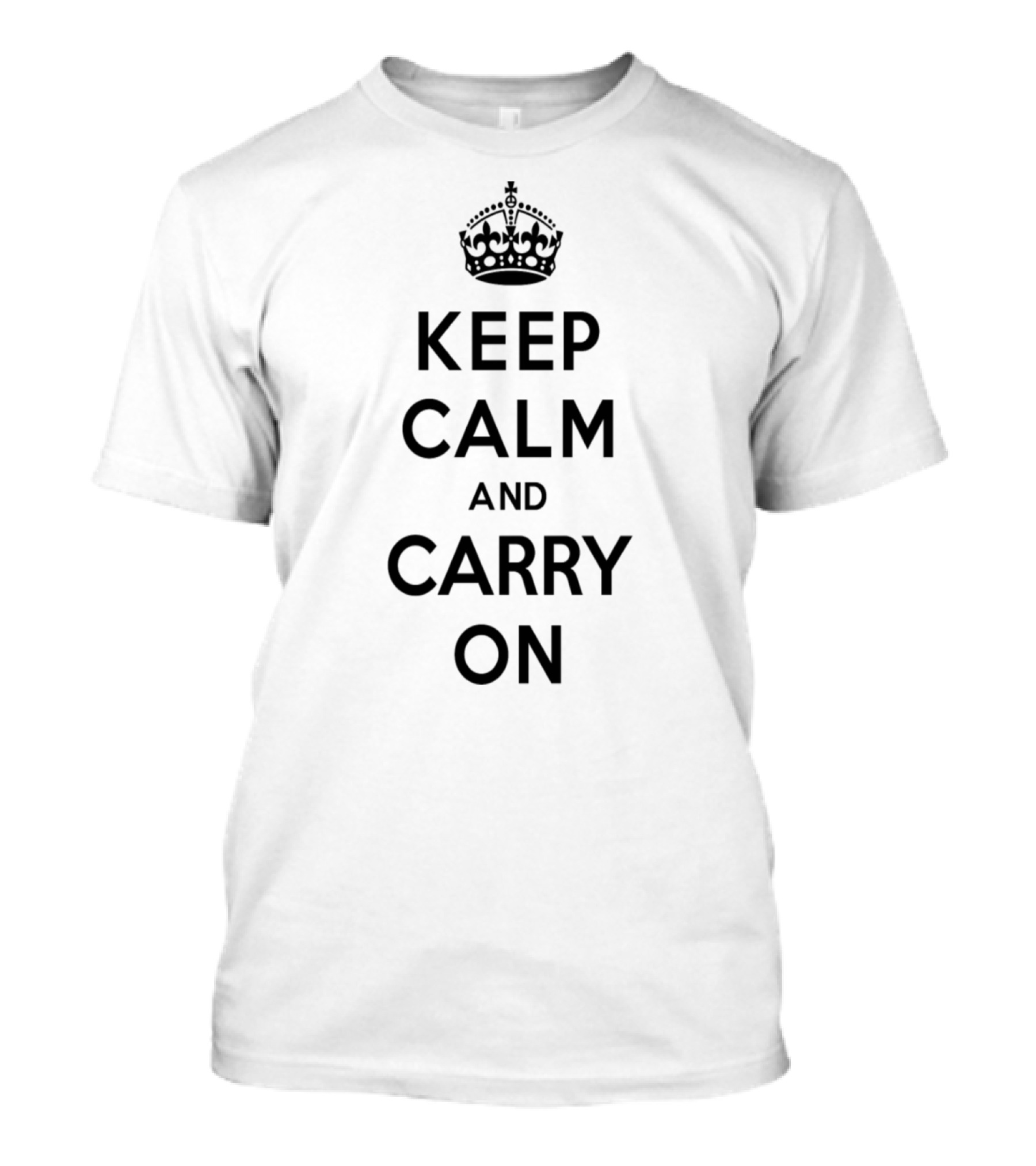 Keep Calm And Carry On Black Crown Icon UK Propaganda Motivation T-Shirt