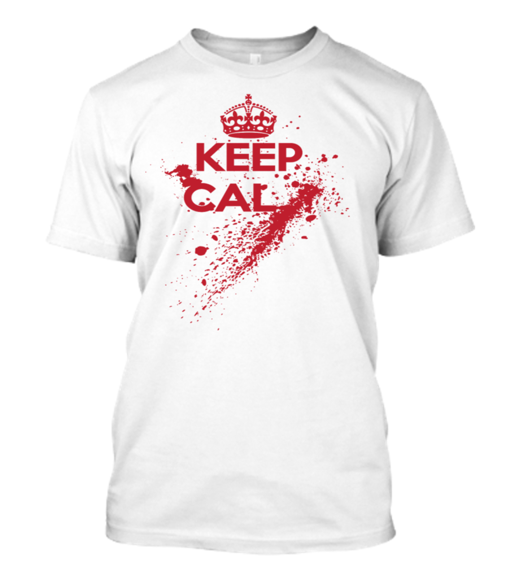 Keep Bloody Calm Splatter Graphic With Iconic Crown T-Shirt
