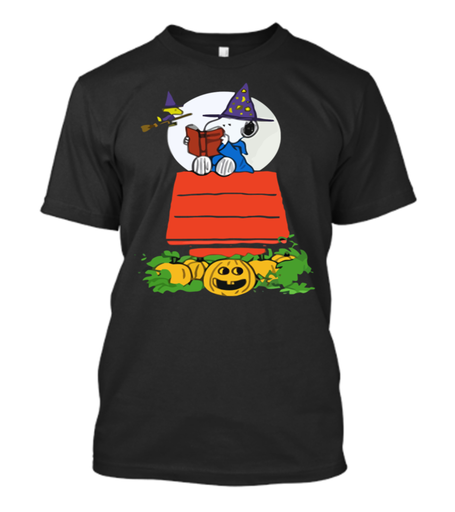 The Great Pumpkin With Witch Hat And Doghouse Scene T-Shirt