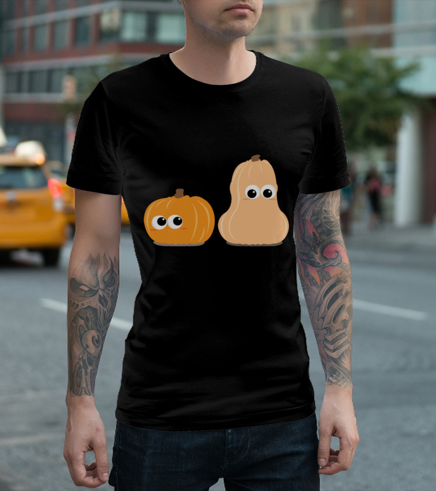 Funny Pumpkins Animated Halloween Gourd Duo With Googly Eyes T-Shirt