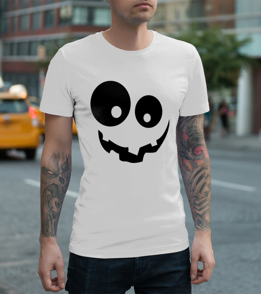 Dark Minimalist Smile Pumpkin Face Halloween T-Shirt