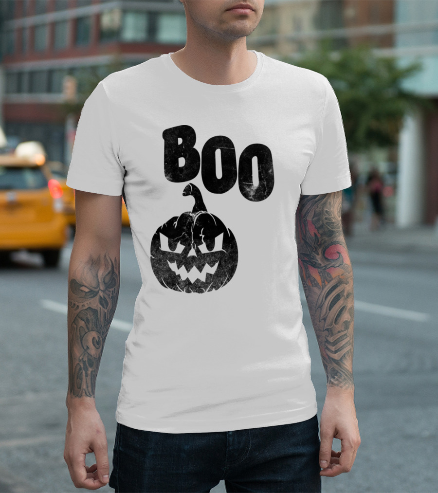 Boo Pumpkin with Spooky Jack-O'-Lantern Face T-Shirt