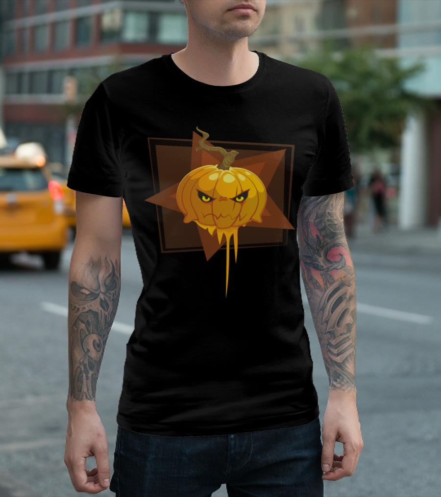 Halloween Pumpkin with Spooky Eyes in Star Frame T-Shirt