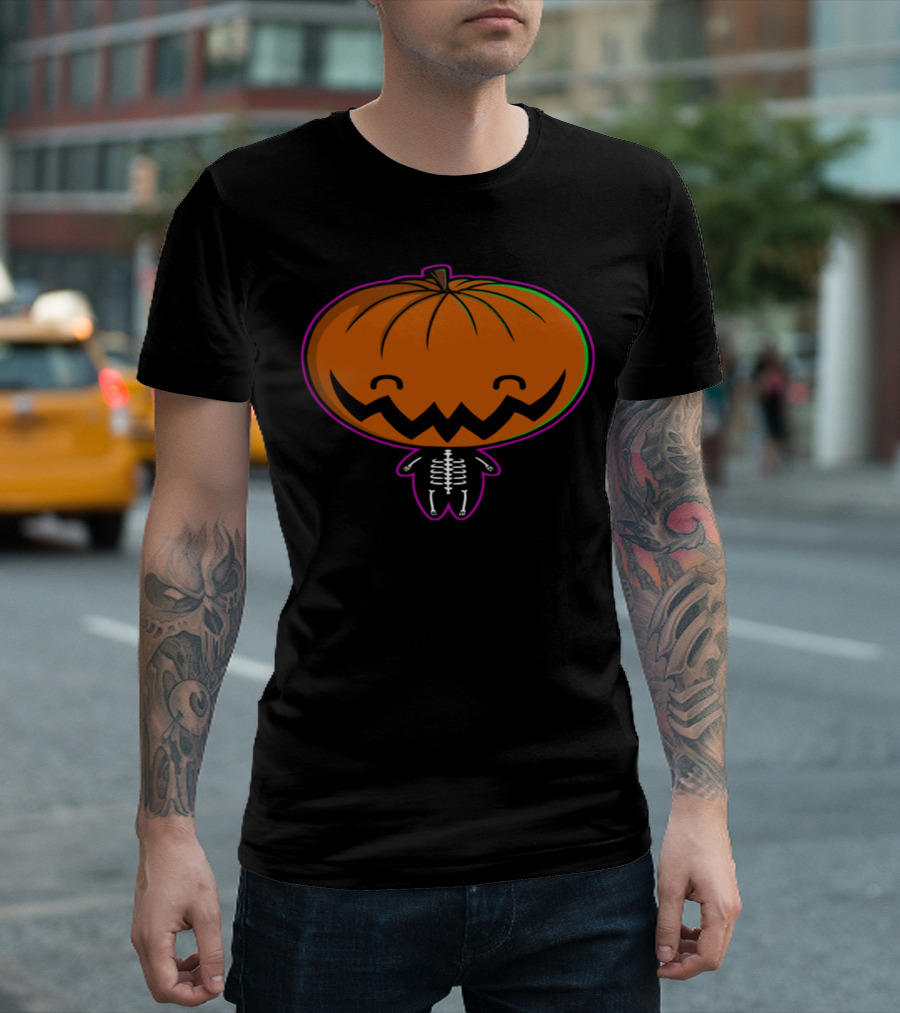 Cutie Pumpkin Pie Skeleton Halloween Smiley T-Shirt