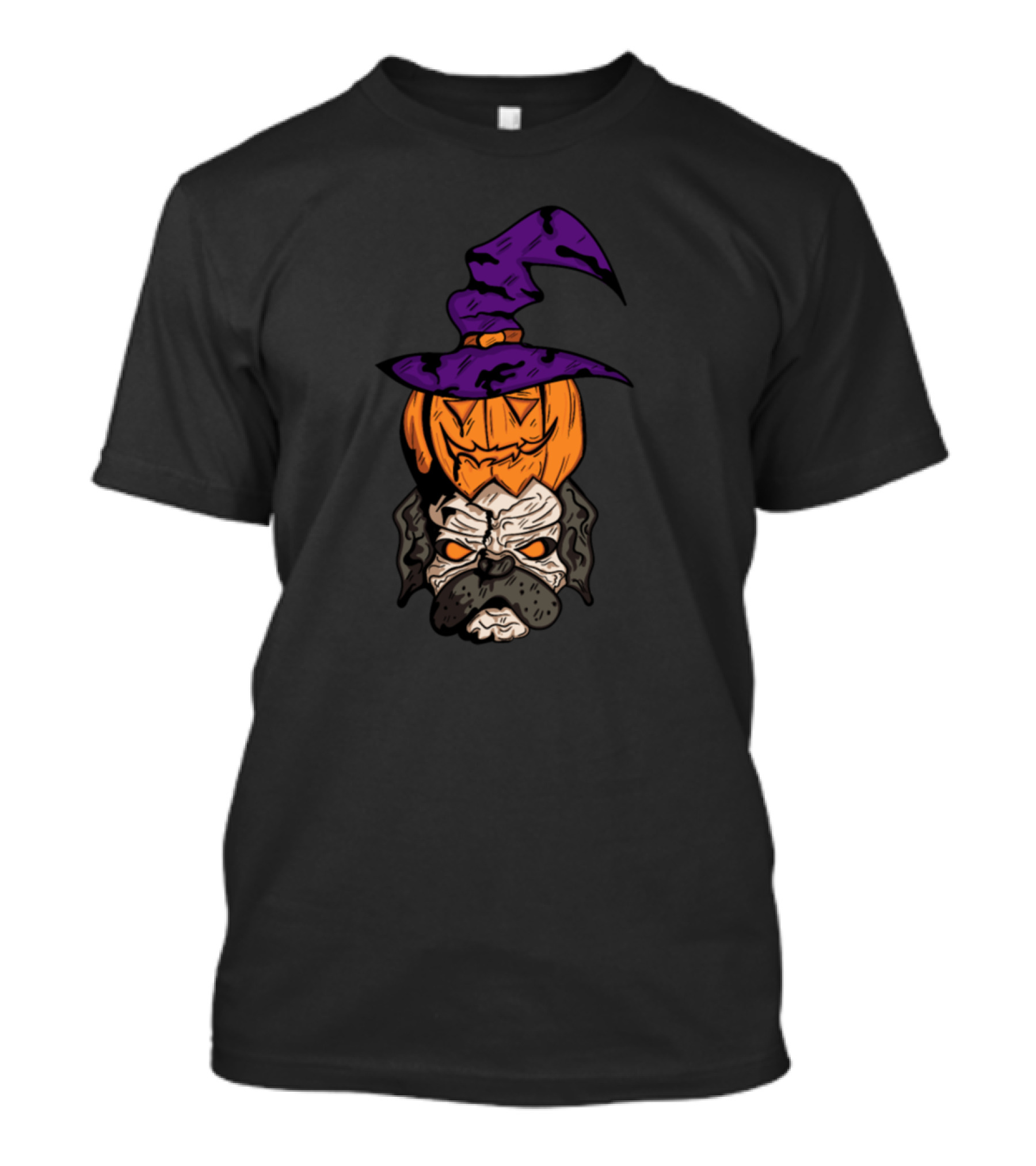 Scary Pugkin Pumpkin Witch Hat Pug T-Shirt