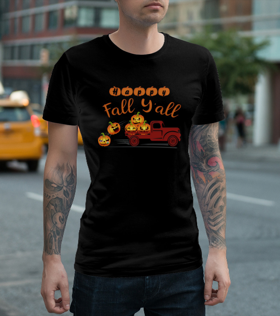 Happy Fall Y'all Funny Pumpkin Truck T-Shirt