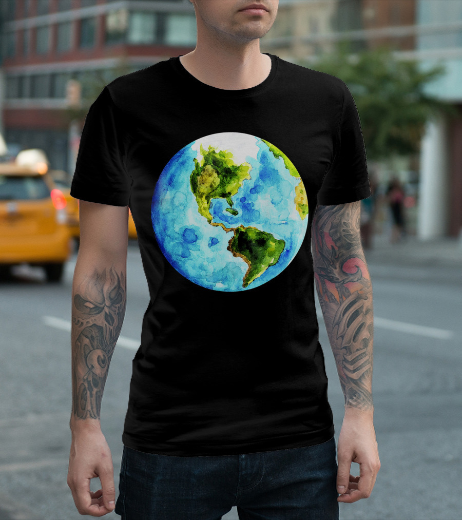 Earth Day Love Earth Watercolor Planet Earth T-Shirt