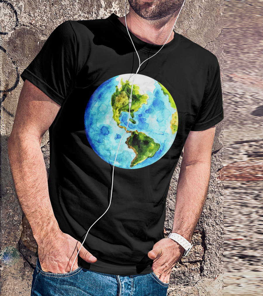 Earth Day Love Earth Watercolor Planet Earth T-Shirt
