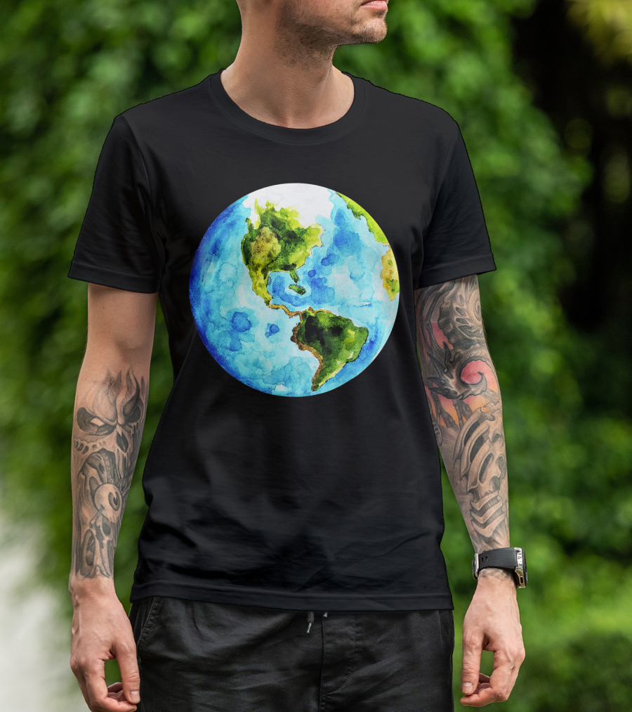 Earth Day Love Earth Watercolor Planet Earth T-Shirt