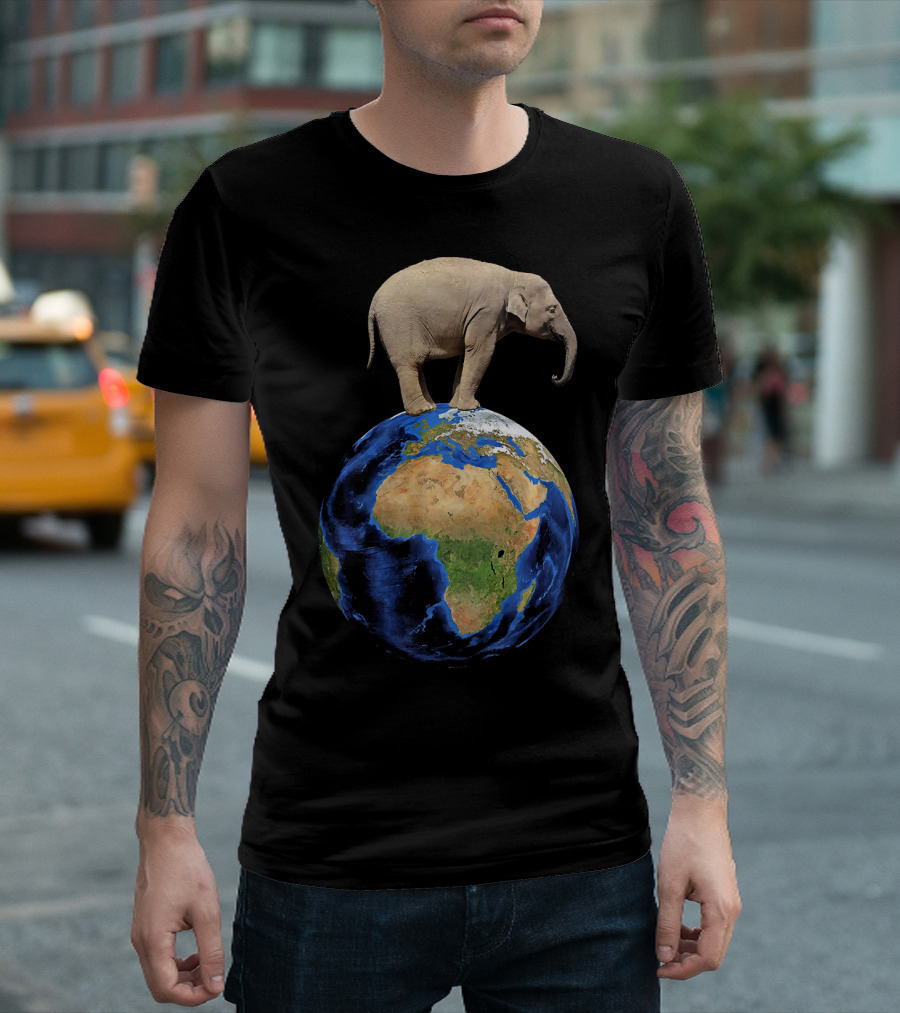 Elephant Standing on Earth Animal Conservation Earth Day T-Shirt