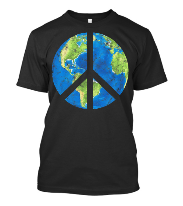 Peace On Earth Globe Peace Sign T-Shirt