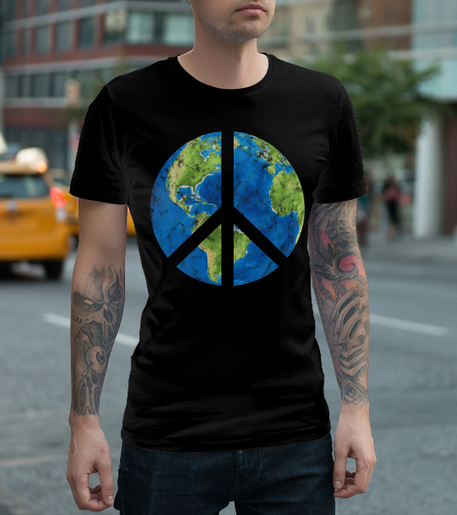 Peace On Earth Globe Peace Sign T-Shirt