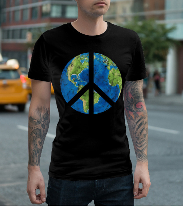 Peace On Earth Globe Peace Sign T-Shirt