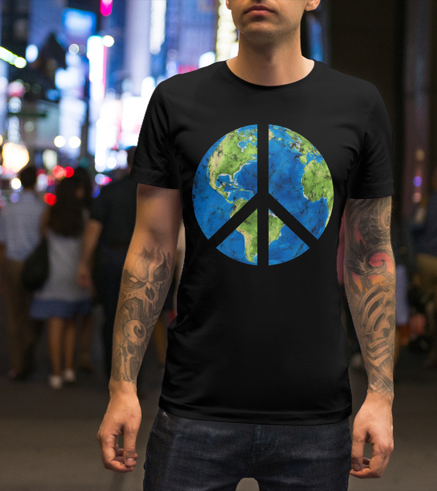 Peace On Earth Globe Peace Sign T-Shirt