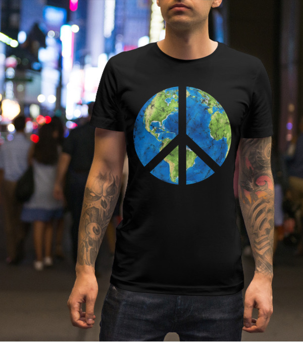 Peace On Earth Globe Peace Sign T-Shirt