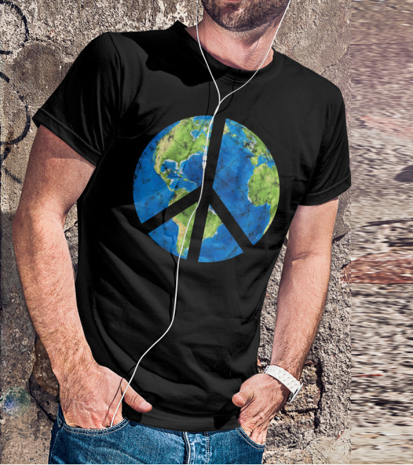 Peace On Earth Globe Peace Sign T-Shirt