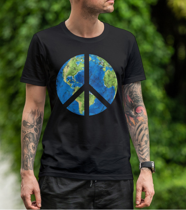 Peace On Earth Globe Peace Sign T-Shirt
