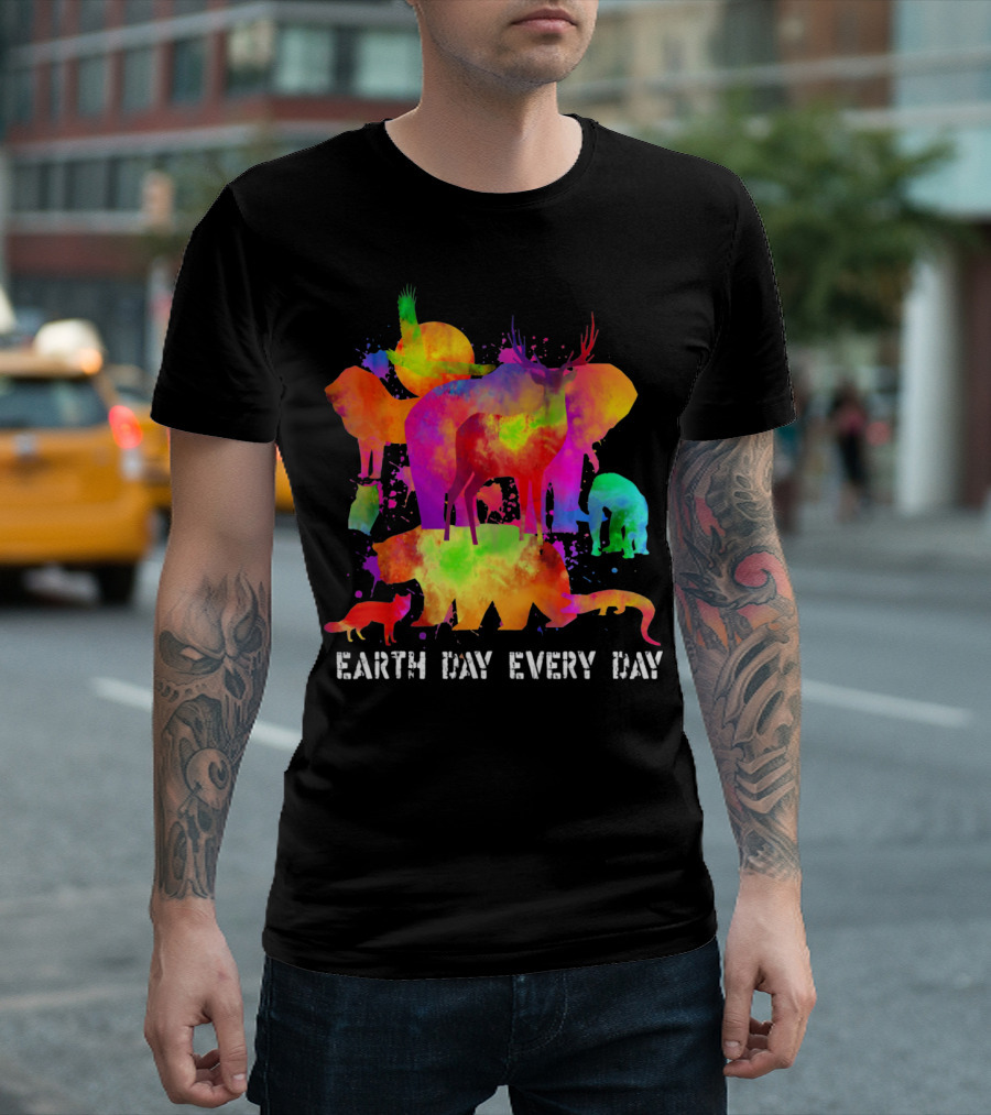 Earth Day Every Day Colorful Animal T-Shirt
