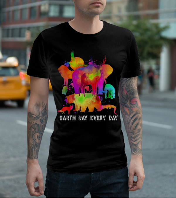 Earth Day Every Day Colorful Animal T-Shirt