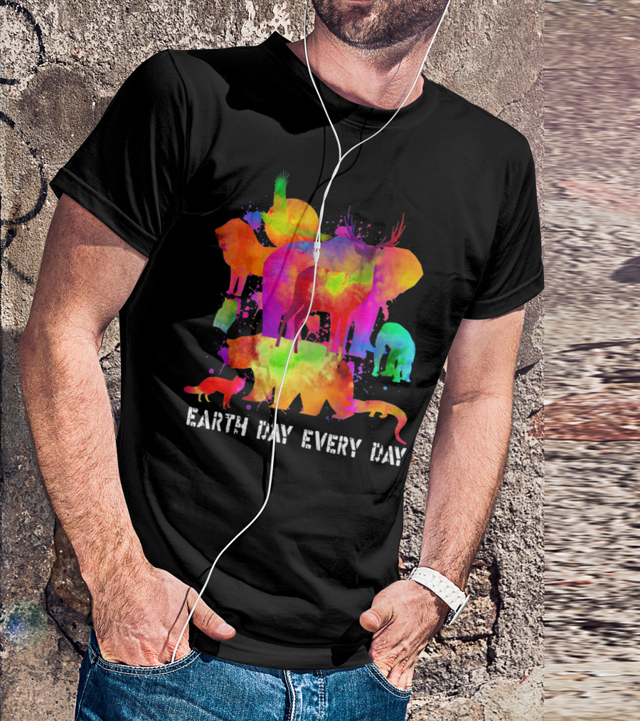 Earth Day Every Day Colorful Animal T-Shirt