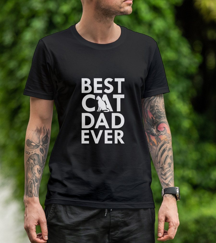 Best Cat Dad Ever Funny Cat Lovers Premium T-Shirt