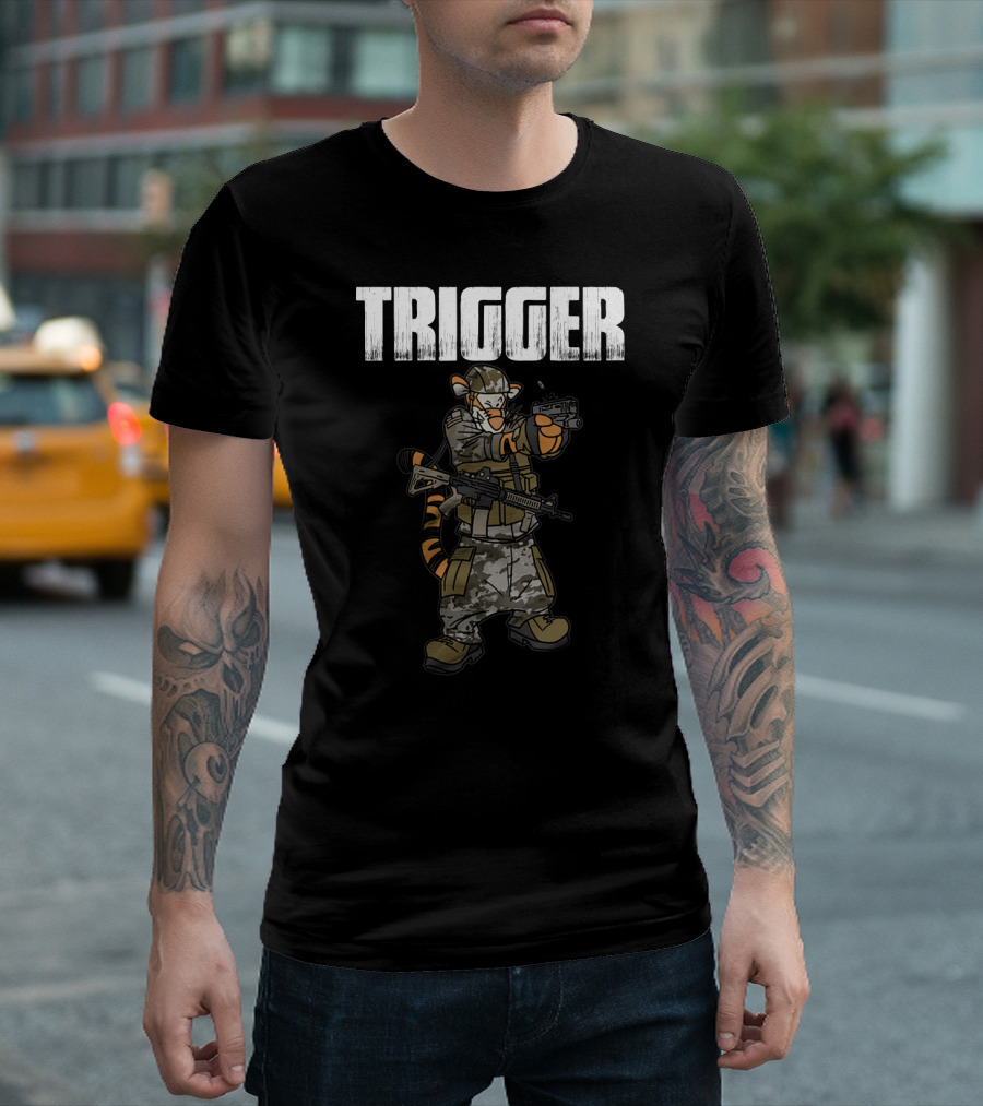 Tactical Trigger Tiger in Military Gear T-Shirt