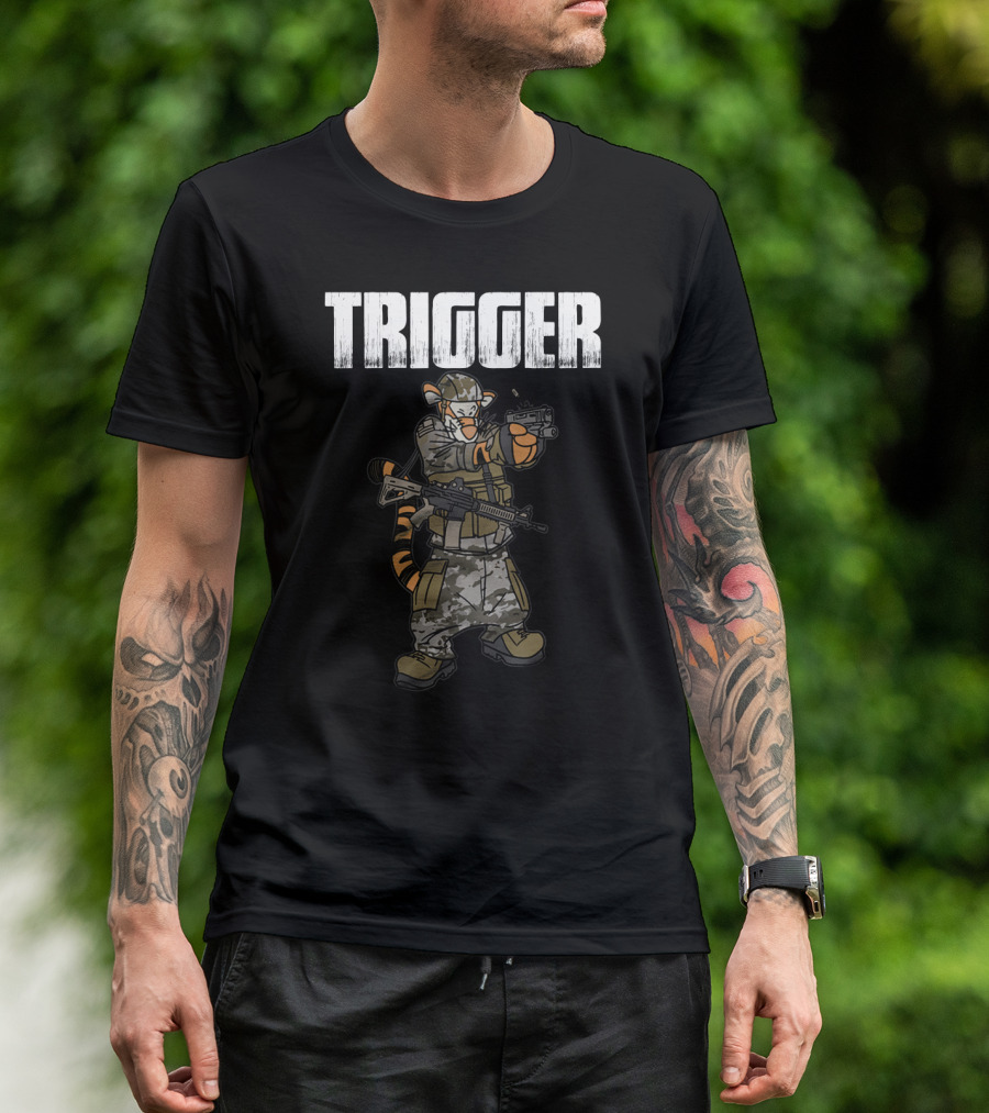 Tactical Trigger Tiger In Military Gear T-Shirt