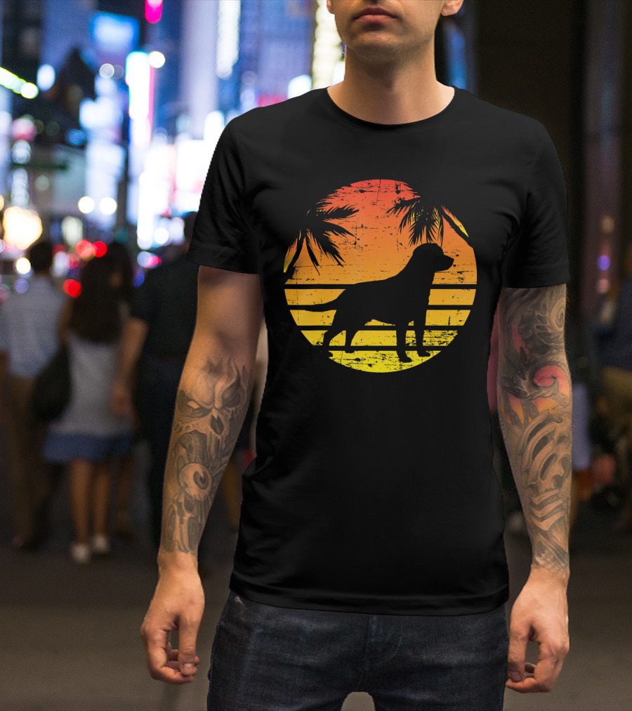 Vintage Labrador Retriever Sunset Tropical T-Shirt