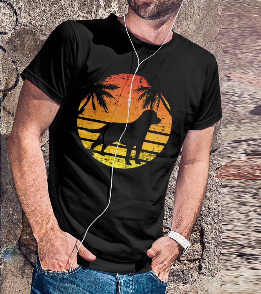 Vintage Labrador Retriever Sunset Tropical T-Shirt
