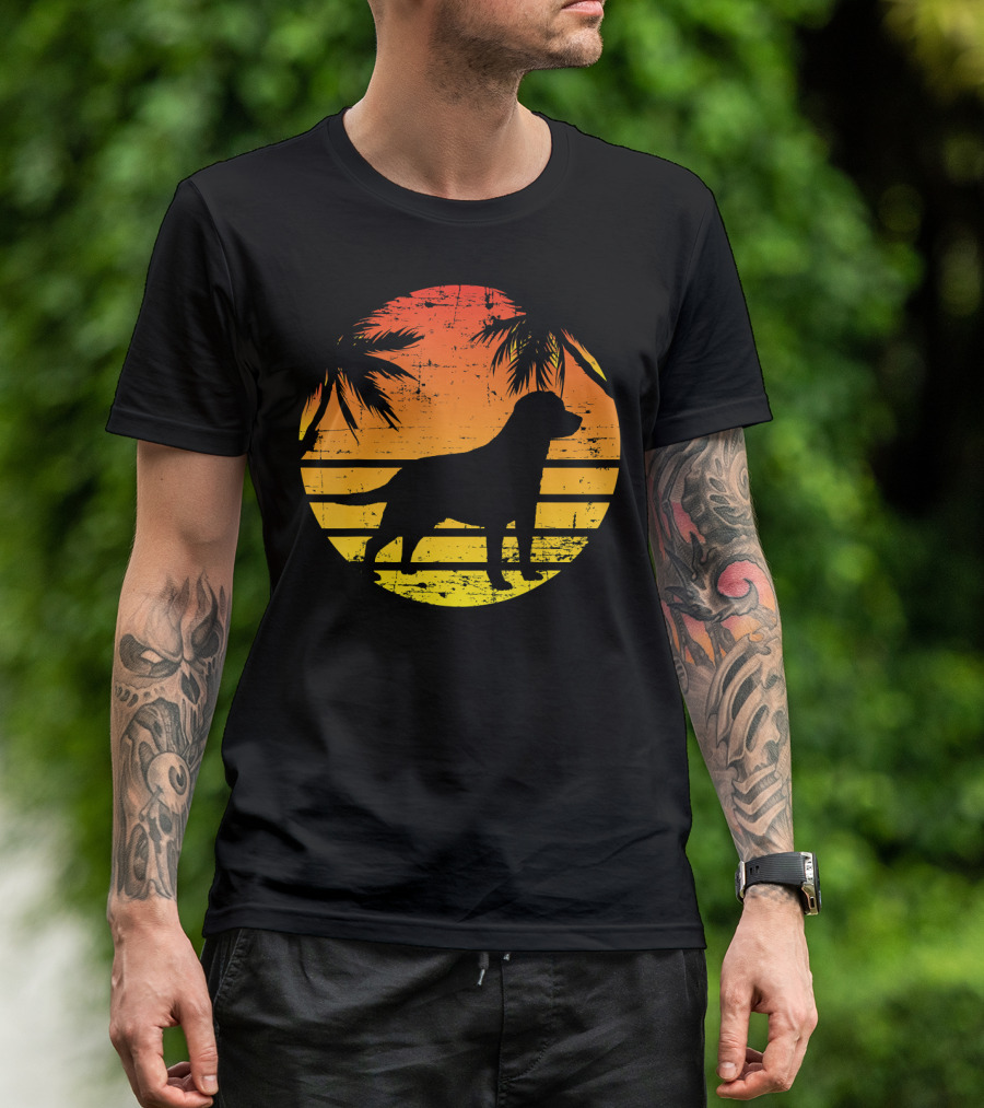 Vintage Labrador Retriever Sunset Tropical T-Shirt
