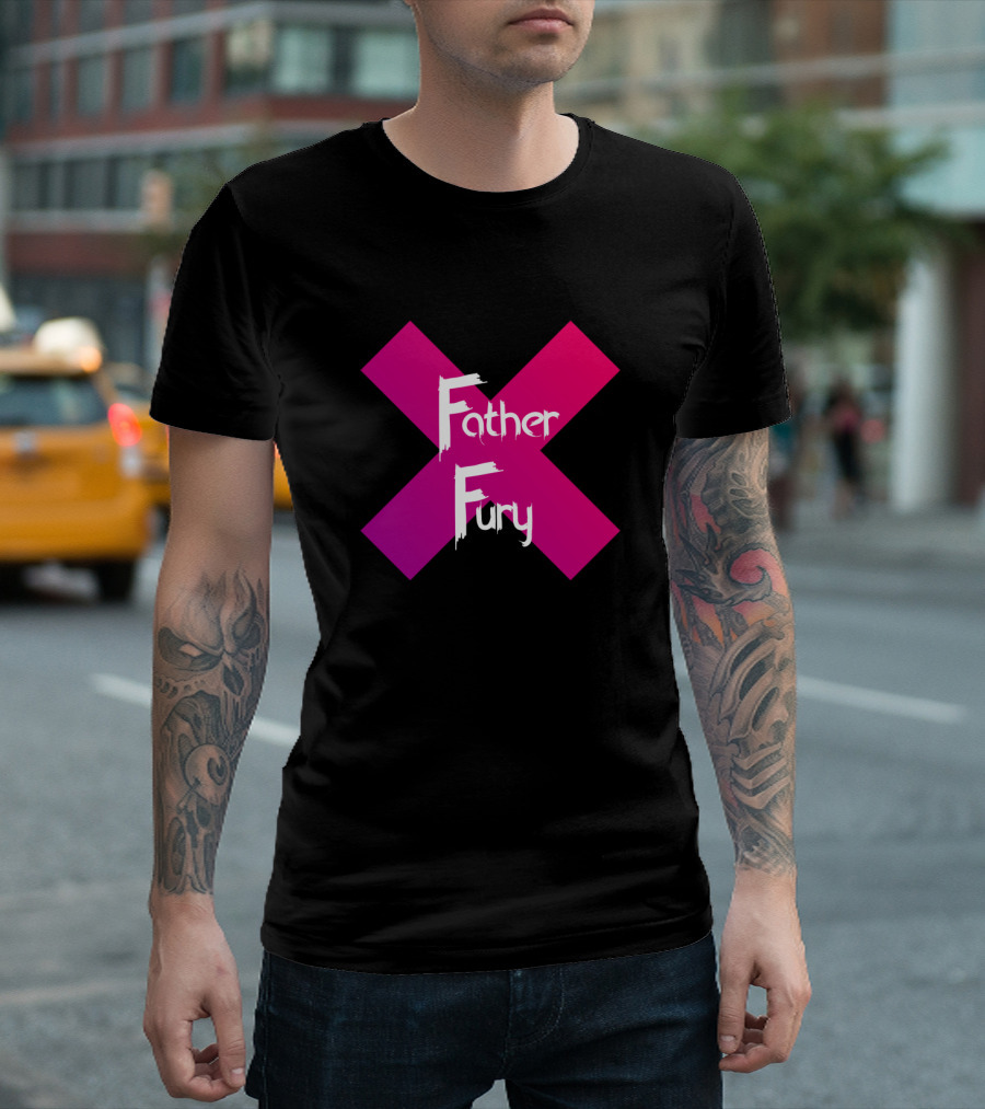 Father Fury X Purple Pink Gradient Cross T-Shirt