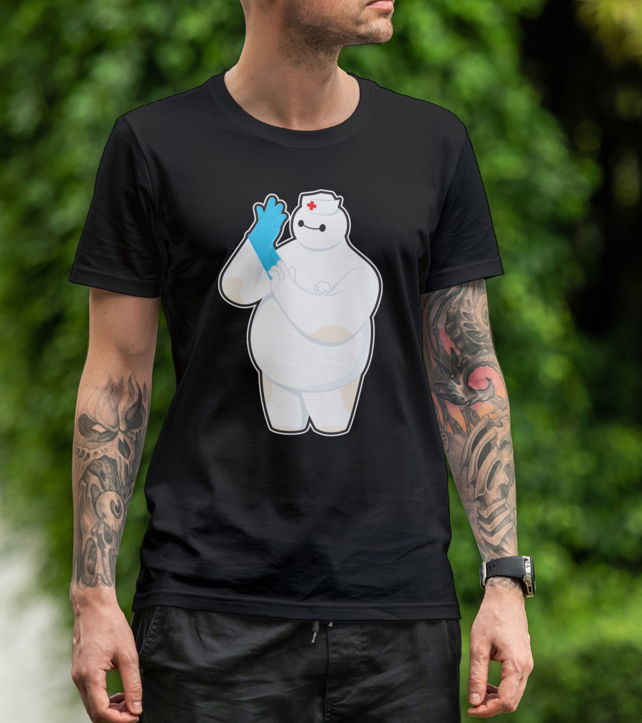Baymax Nurse Cosplay With Gloves And Nurse Hat T-Shirt