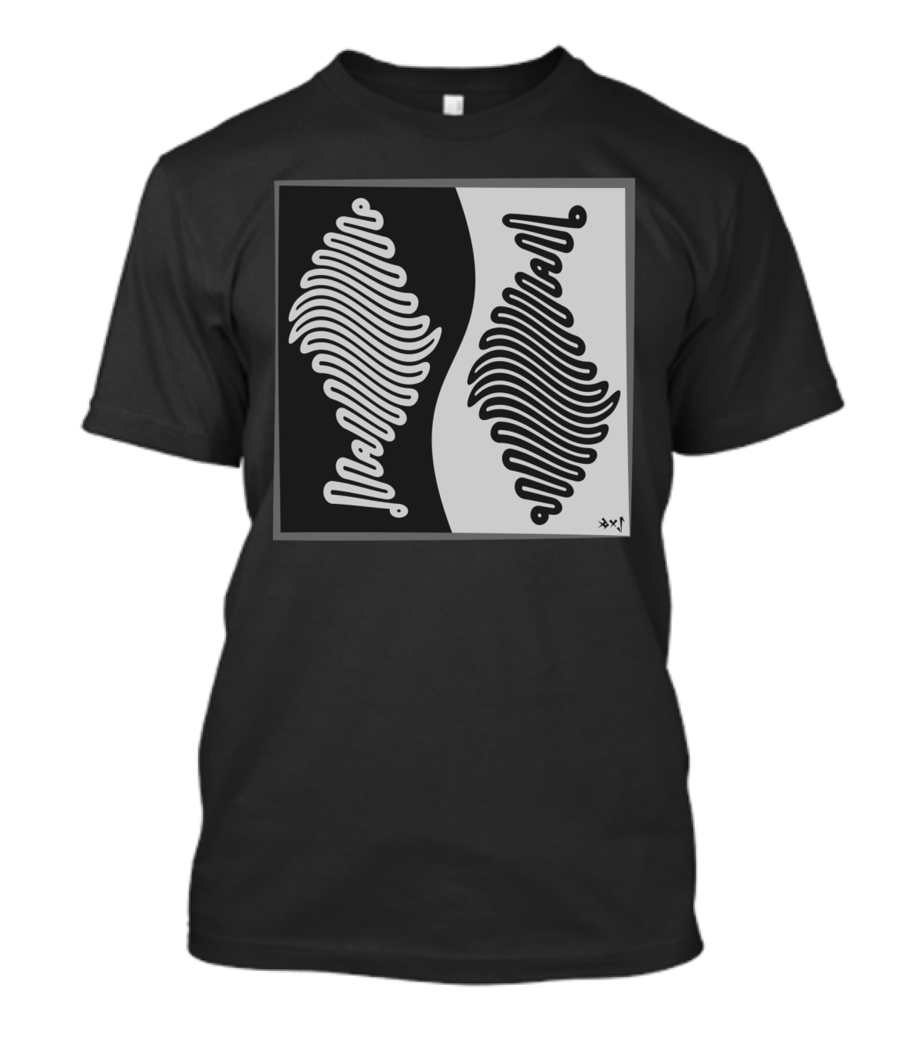 Black And White Fish Dance Abstract Illusion T-Shirt