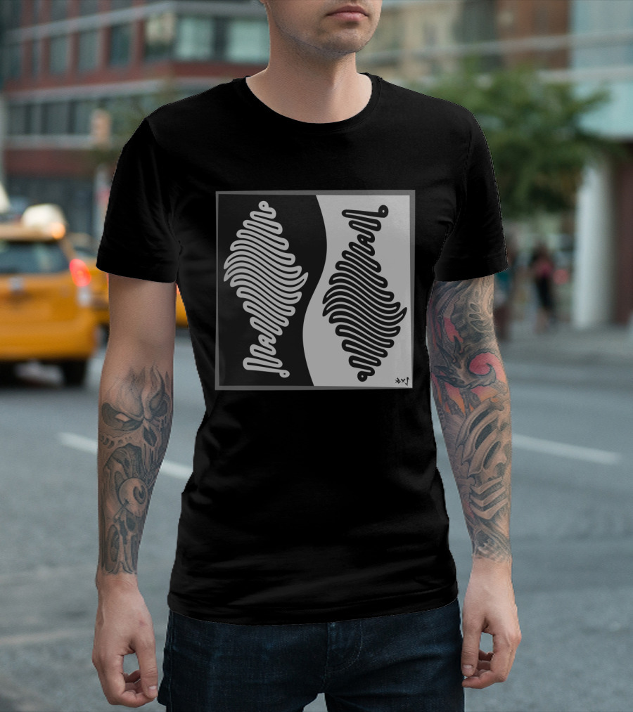 Black And White Fish Dance Abstract Illusion T-Shirt