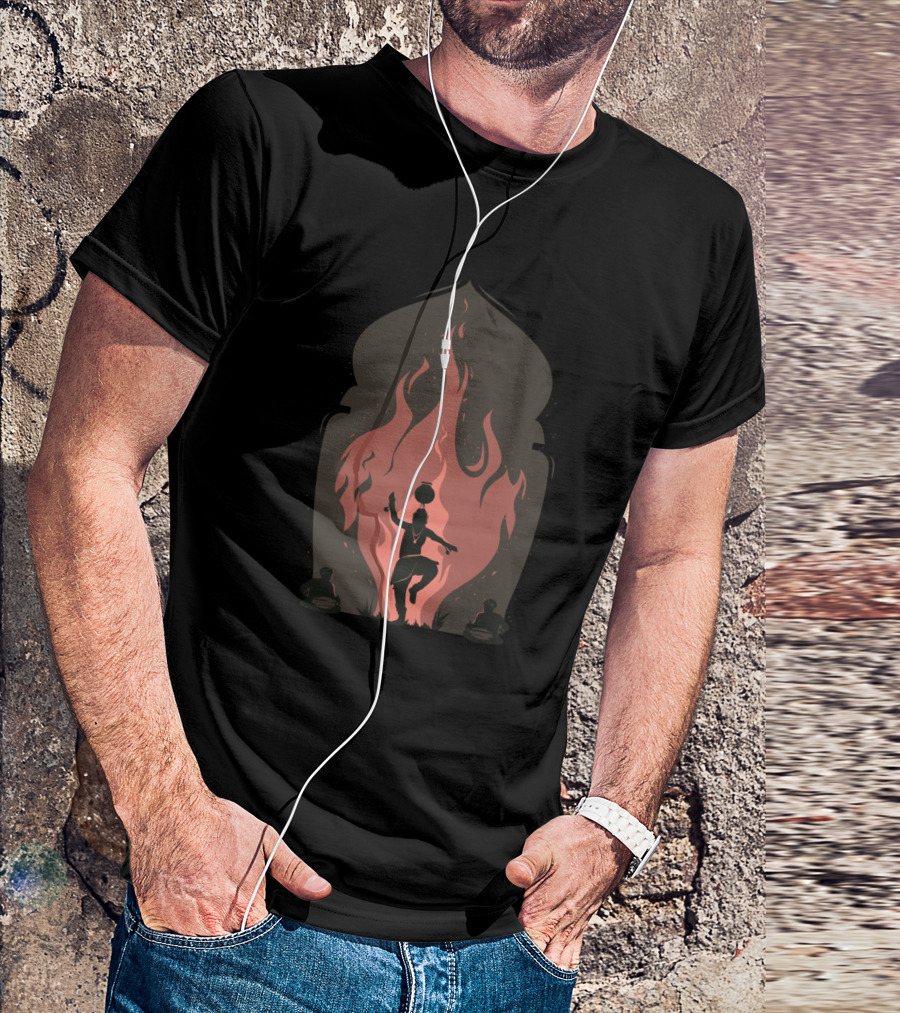 Silhouette Of Indian Dancer With Traditional Fire Motif In Arched Frame T-Shirt