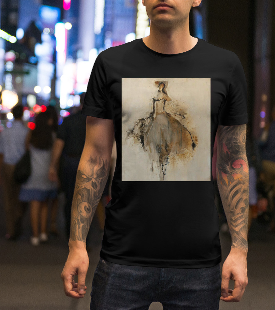 Elegance In Motion: Abstract Shadow Dancer In Flowing Dress T-Shirt