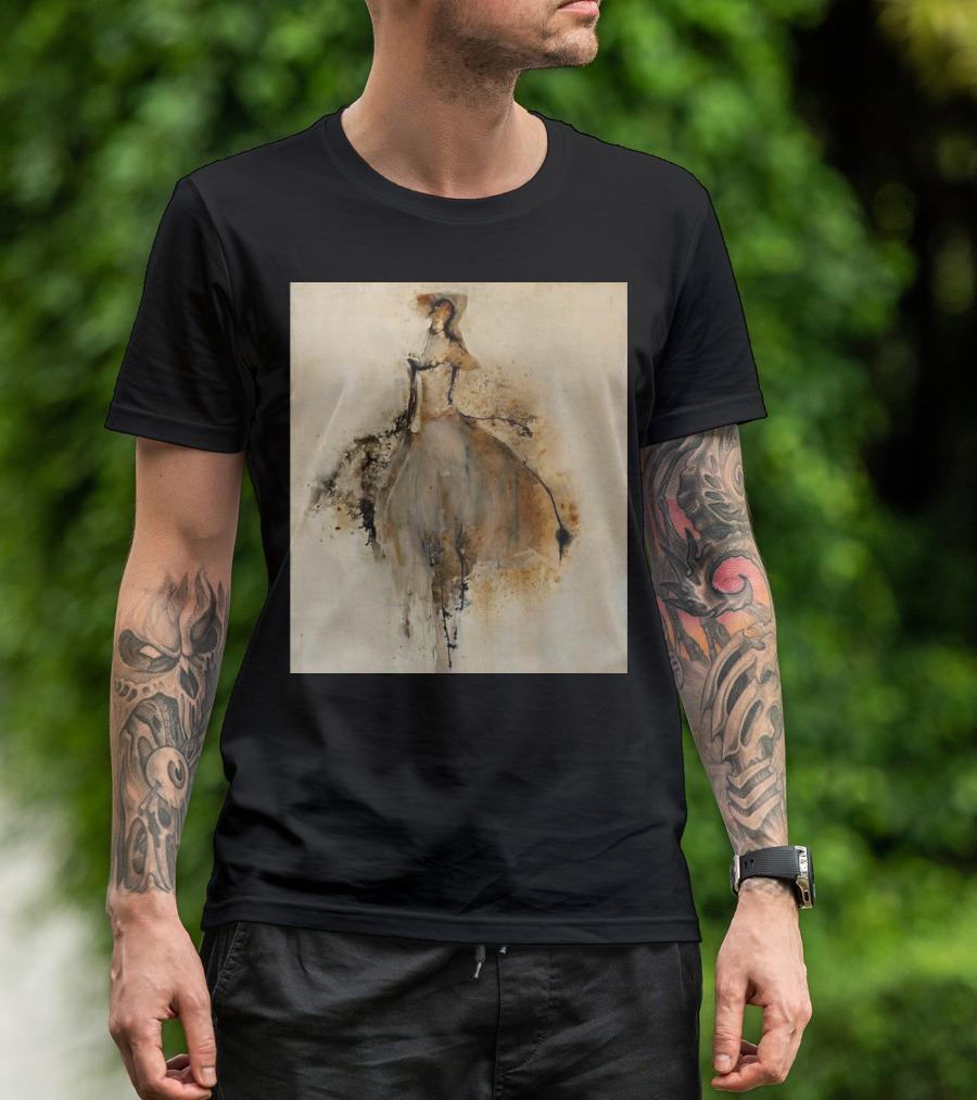 Elegance In Motion: Abstract Shadow Dancer In Flowing Dress T-Shirt