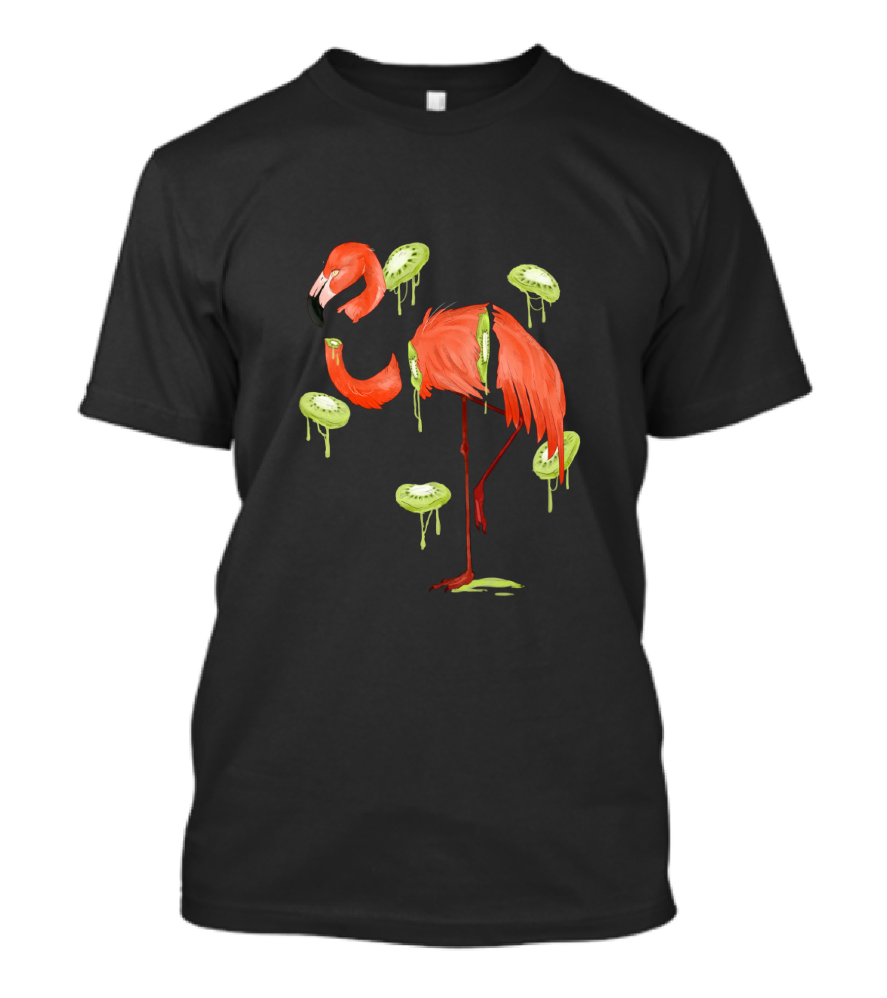 Flamingo Kiwi Fusion With Dripping Fruit Elements KiwiFlamenco T-Shirt