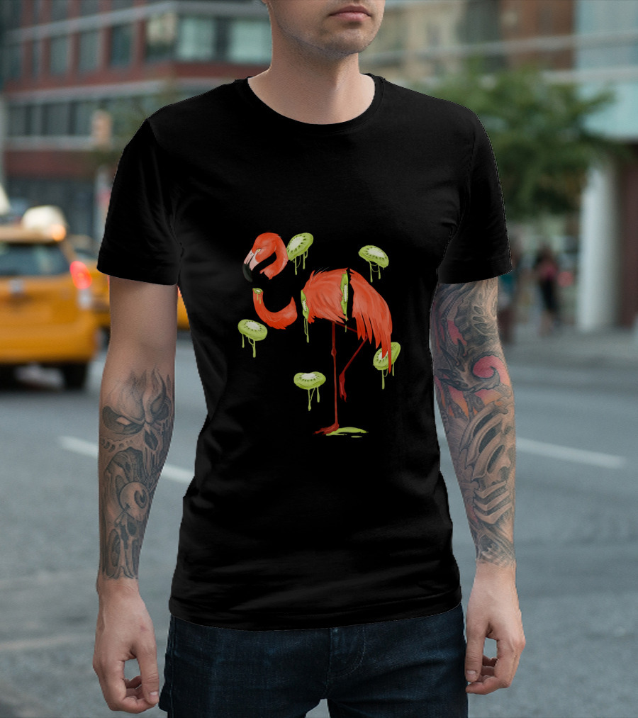 Flamingo Kiwi Fusion With Dripping Fruit Elements KiwiFlamenco T-Shirt