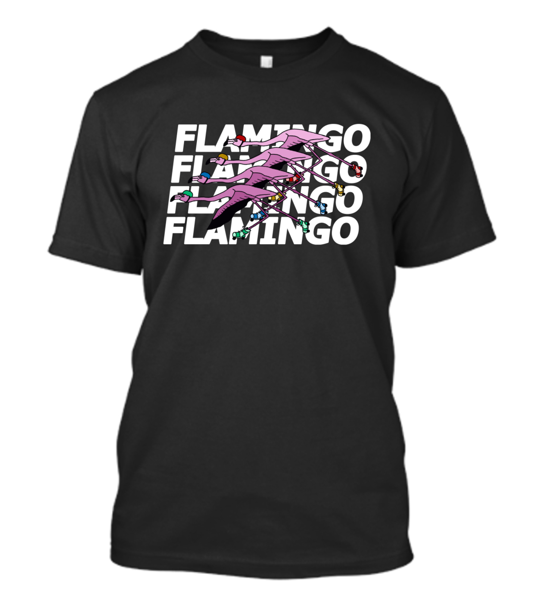 Flamingos Athletic Sneakers White Text T-Shirt